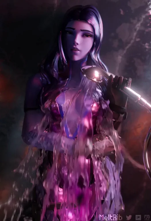 Widowmaker's Steamy Shower Tease: Melting Curves Drip Wet