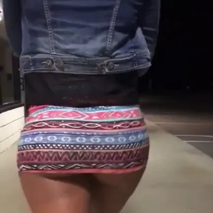Thick Ebony Babe's Micro Skirt Ass Tease 🍑🔥