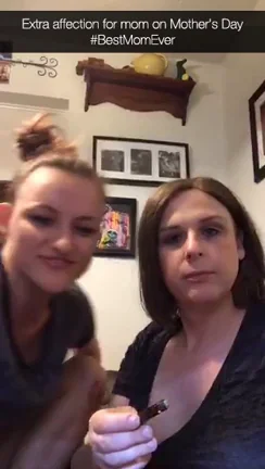 Mom's Slutty Mother's Day Kiss: Daughter's Tongue Tease Gets Extra Wet