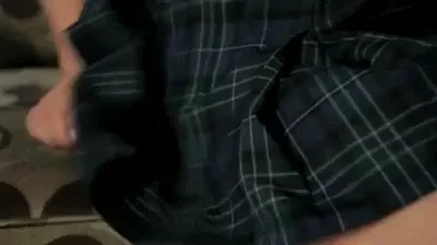😏 Cheeky Plaid Skirt Smile Tease 🍑