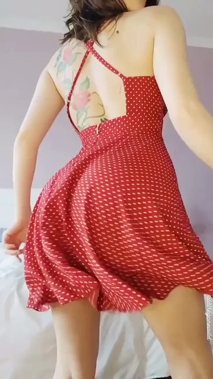 Peek My Juicy Italian Ass & Tats in Red Polka Dot Tease! 🍑🇮🇹😈
