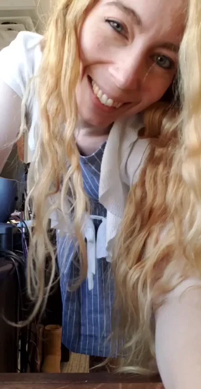 43yo Blonde MILF Strips Pinstripe Linen Dress at Work 😈👗💋