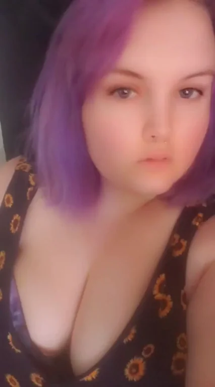 Sunday Cleavage Selfies with Purple-Haired Slut