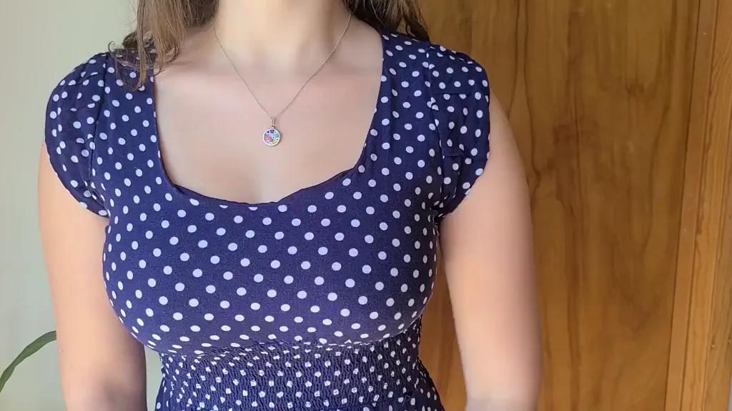 Perky 18yo Tits Bursting Outta Polka Dots - Can't Hide These Slutty Peaks!