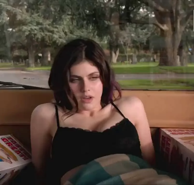 Alexandra Daddario's Massive Tits Tease in Tight Black Tank