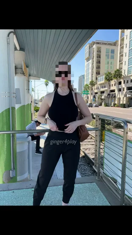 Bored MILF's Public Titty Drop at the Streetcar Stop [GIF]