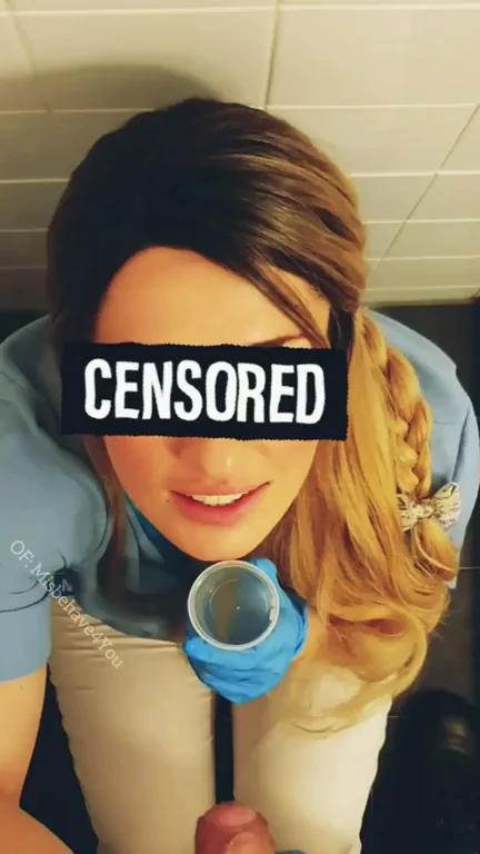 Nurse's Blue Glove Handjob Interrupted: CFNM Sperm Bank Facial Bust
