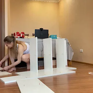Flexible Russian Tests Her Toys & Creams All Over