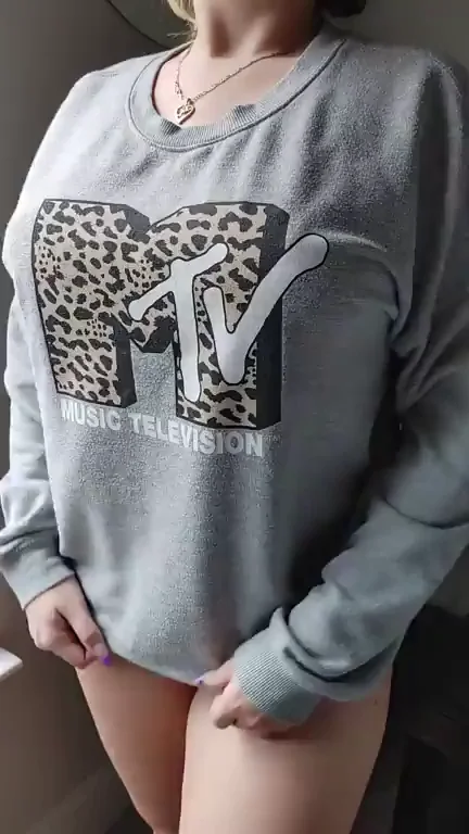 Sweater Slut Tease: Nothing Underneath for Easy Titty Flash & Pussy Reveal