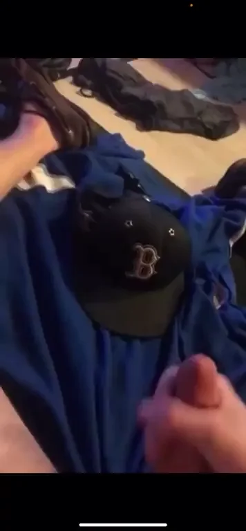 After edging huge cumshot on the Boston hat .