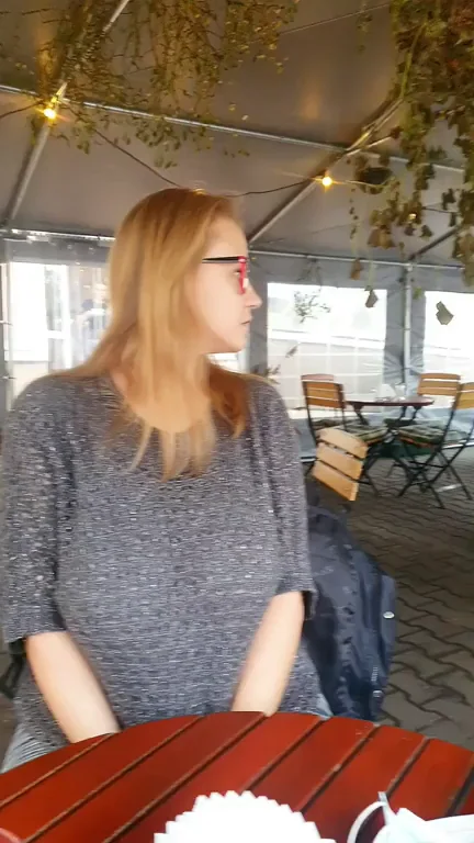 Caught Flashing My Huge Tits in Public Cafe! 😏🍈🍈 [F]