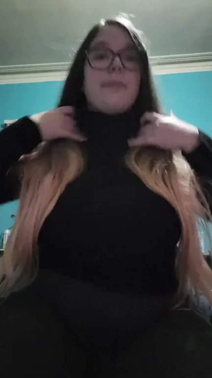 Big Tits Slut Plays with Her Massive Jugs in Tight Turtleneck