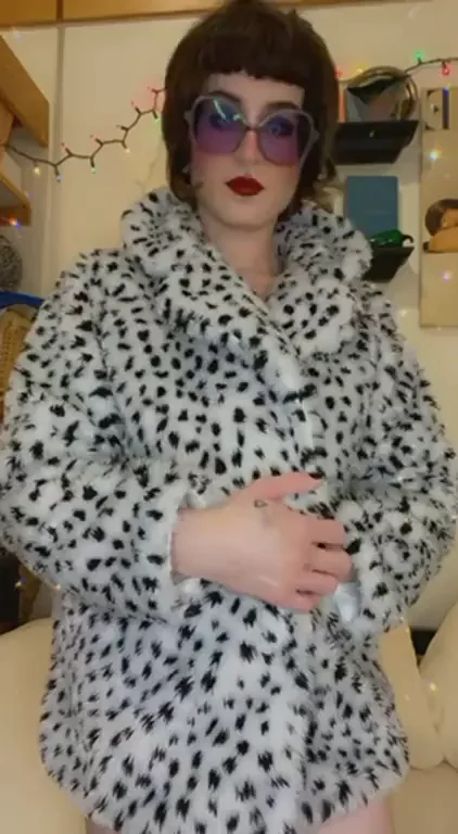 Furry Coat Tease: Trans Hottie Invites You to Cuddle Up