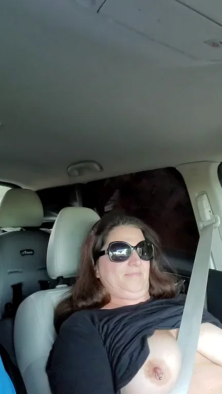 MILF Flashes Massive Tits and Thick Thighs at Traffic!