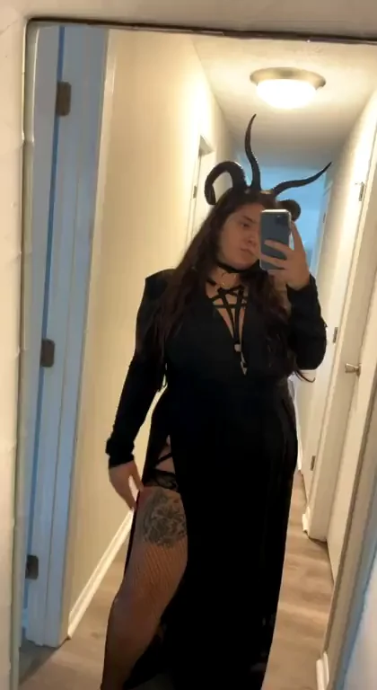 Soul-Sucking Succubus Tease in Black Slit Dress 😈👻