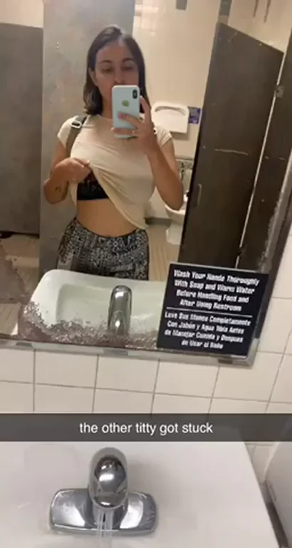Sneaky School Bathroom Titty Drop for Thirsty Boys 😈🍒