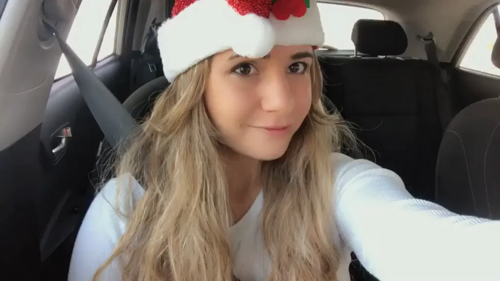 Youth Group Slut Shows Off Santa Hat and Juicy Pussy Lips in Car