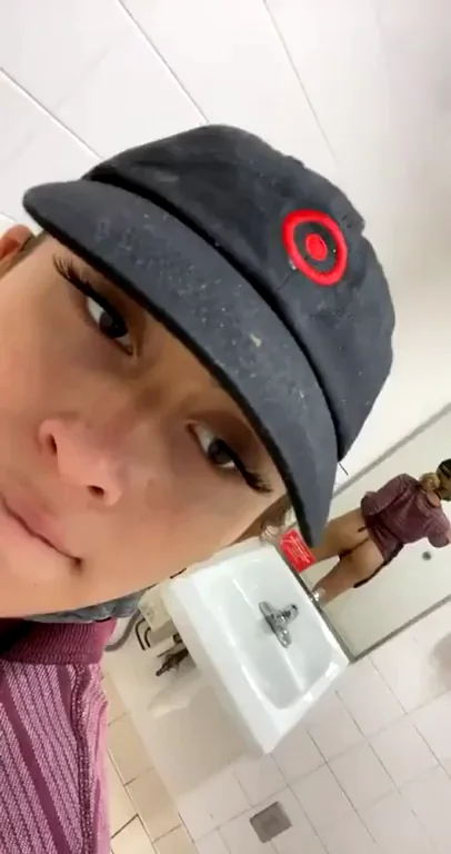 Shift Shenanigans: Target Slut Flashing Tits in Bathroom Mirror 😈💦 [F]