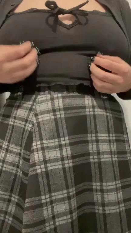 Holiday Slut's Plaid Skirt Tease: Tits Out, Ass Up! ? [F]