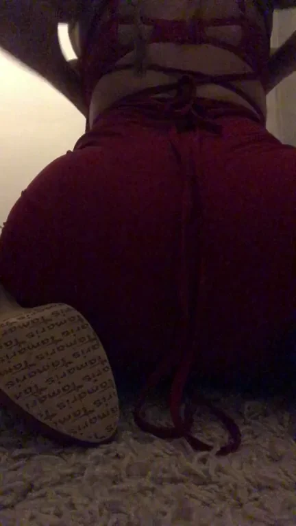 Emily's Tight Red Workout Tease - See My Juicy Ass and Tits?