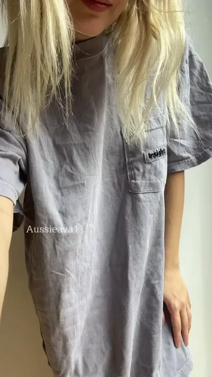 Tiny Aussie Slut Hides Her Pierced Pussy Under Oversized Tee 😈👕💦