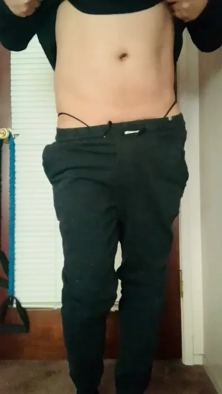 Femboy Tease: Hoodie Lift, Thong Bulge & Juicy Ass in Socks