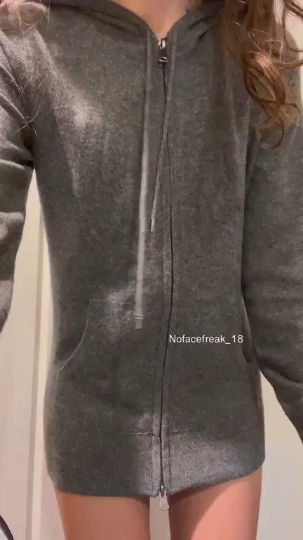 Winter Nude Tease: Hoodie Flashed Open, Perky Tits & Bare Pussy Defy the Cold