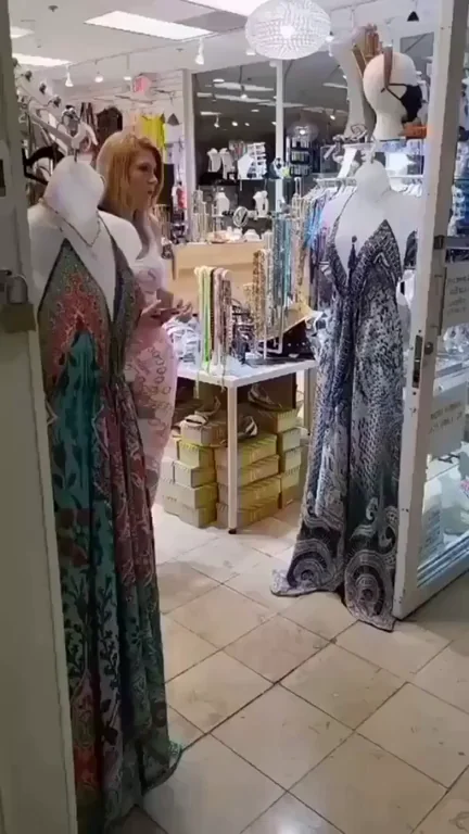 Thick Thighs Babe Teasing in Sheer Dress at Store