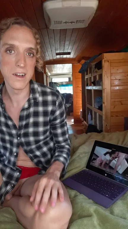 Making porn while watching porn in my tiny house