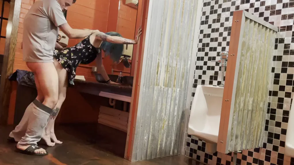 Getting fucked in the men’s restroom at the bar ?