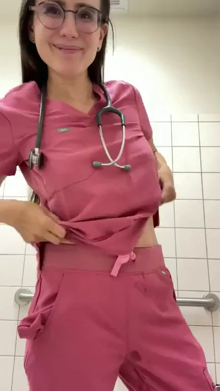 Nurse MILF's Hairy Pussy Checkup: Scrubs Down, Bush Out!