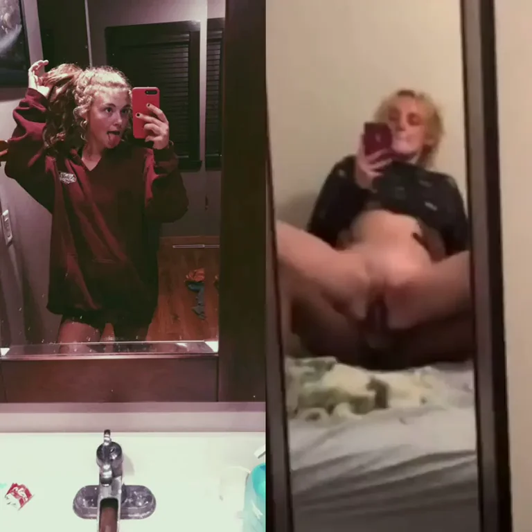 Filming herself taking a fat cock