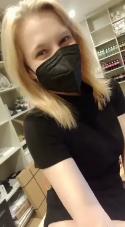 Blonde Masked Slut Welcomes Your Load in Tight Black Bodysuit