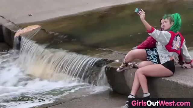 Hairy & Shaved Lesbo Sluts Misbehaving by the Waterfall 💦🌿👭