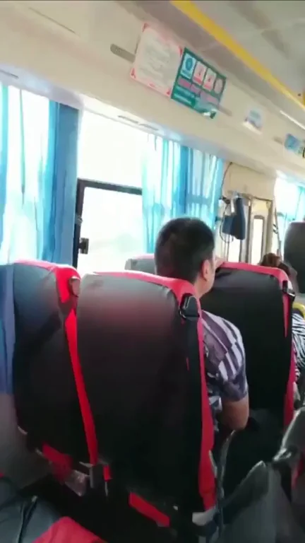 Chinese cutie flashing her tits on a bus
