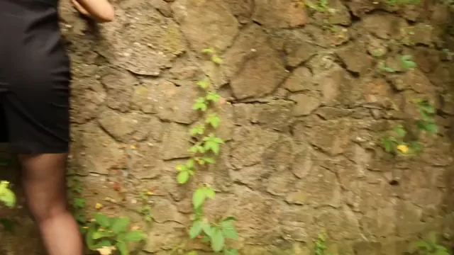 Slutty Park Booty Flash: Lacy Tease Against the Wall