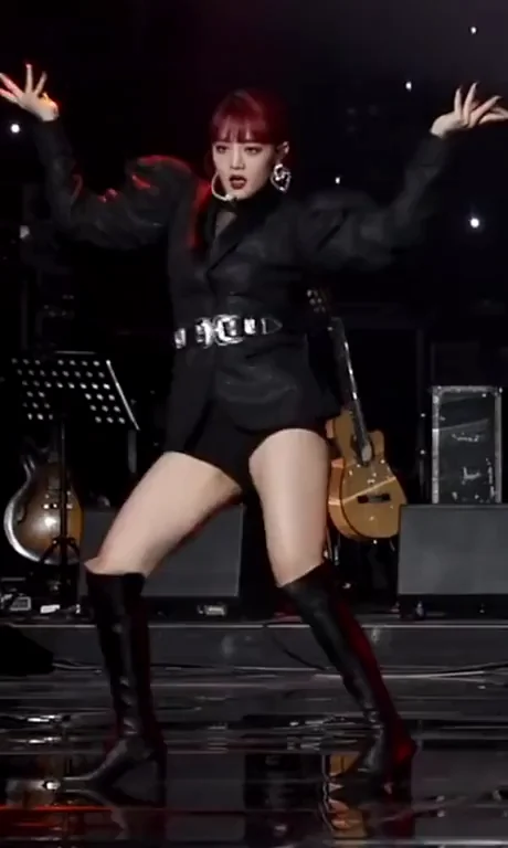Minnie's Slutty Stage Tease: (G)I-DLE Redhead Bombshell in Thigh-High Leather