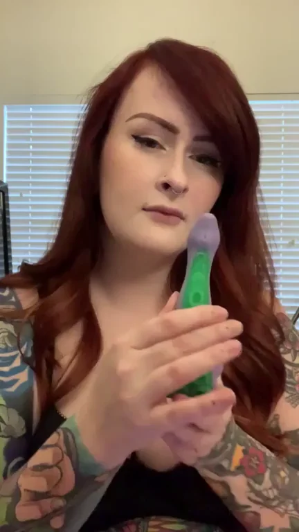 Split Tongue Babe Teases with Tako Dildo