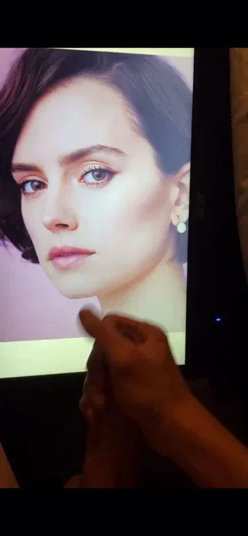 Another bud jerkin his big hard cock 4 Daisy Ridley and giving a huge cum tribute!!!!! She looks perfect covered in cum!! If u want 2 b fed celebs pics and porn vids like my buds and u can make vids with a second screen- public or private - add hertsgirls on K1k