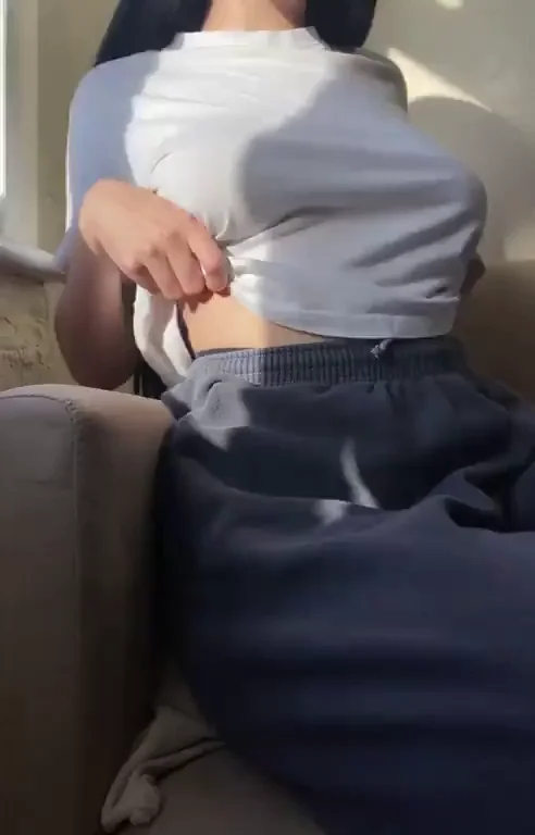 XMikaela's Tease: 21yo Slut Lifting Shirt for Perky Tit Flash