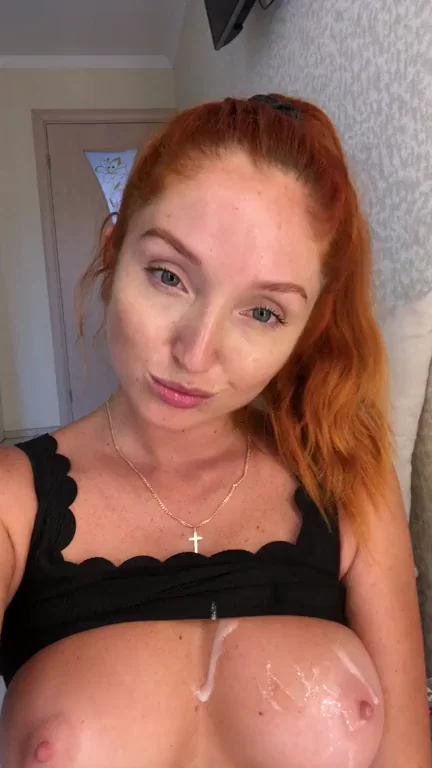 Redhead Slut's First Cum-Drenched Tits Tease
