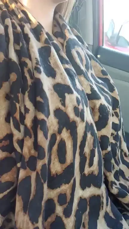 Leopard Scarf Draped Over My Juicy Titties in the Parking Lot Slut Show! 🔥🍒