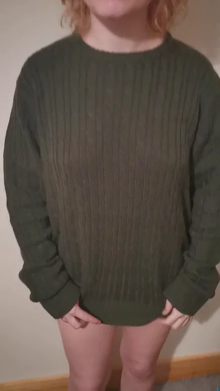 Amateur Babe's First Titty Drop Tease in Cozy Sweater