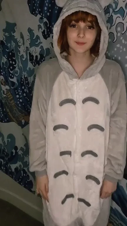 🔥 Totoro Onesie Too Hot for This Petite Redhead Slut 🐻💦