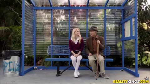 Bus Bench Granny Gets Nailed Hard
