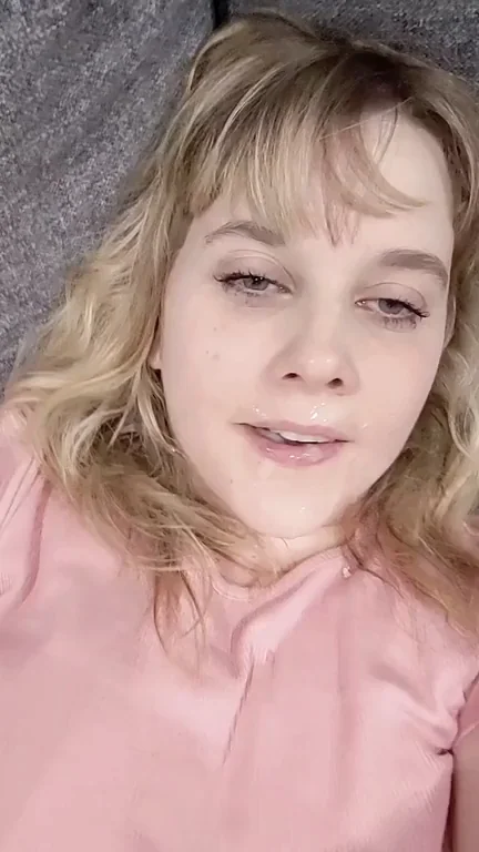 Blonde Cumslut Dives for Couch Cum: Won't Lick It... Or Will She?