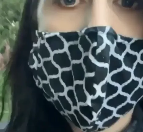 Masked Slut's Naughty Outdoor Walk 😷🔗🌳