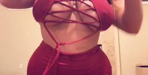 🔥 Busty Babe's Red Lingerie Tit Tease 💋