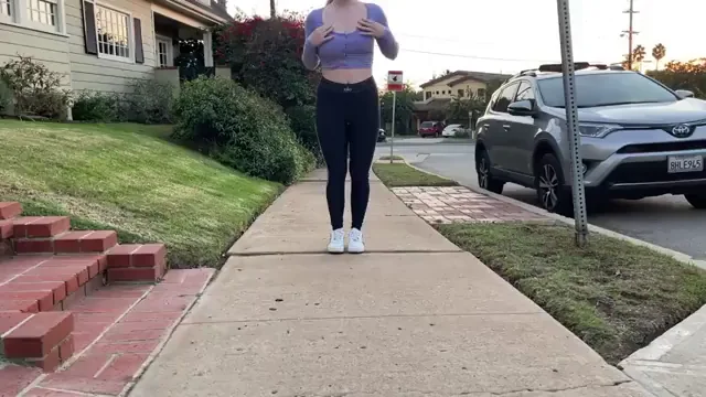 Neighborhood Preggo Slut Flashes Huge Milky Tits on Street 👋🍈🍈