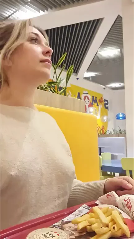 I was in KFC and couldn't help myself to flash my boobs. What would you do if you caught me?